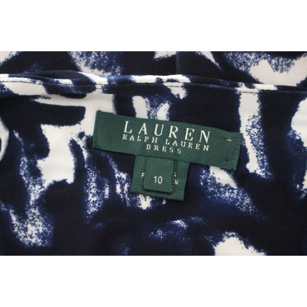 Ralph Lauren Blue Abstract Print Sleeveless Matte Jersey Knit Dress Size 10 - Picture 5 of 6